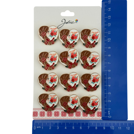 Set 12 Brose Martisor Primavara, Jolie, Model Fata, Mesaj Din Toata Inima, Multicolor [4]