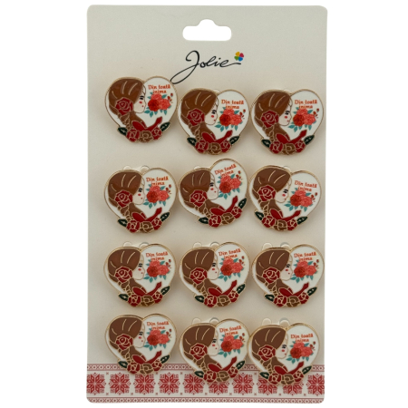 Seturi Brose - Set 12 Brose Martisor Primavara, Jolie, Model Fata, Mesaj Din Toata Inima, Multicolor