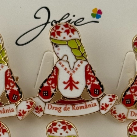 Set 12 Brose Martisor Primavara, Jolie, Model Fata, Mesaj Drag de Romania, Multicolor [3]