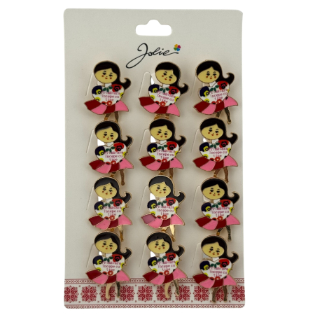 Seturi Brose - Set 12 Brose Martisor Primavara, Jolie, Model Fata, Mesaj Primavara Incepe cu Tine, Multicolor