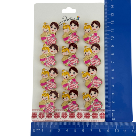 Set 12 Brose Martisor Primavara, Jolie, Model Femeie si Copil, cu Mesaj O Minune Pentru Bunica, Multicolor [4]