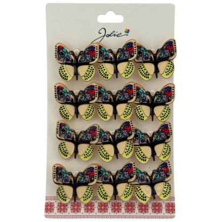 Seturi Brose - Set 12 Brose Martisor Primavara, Jolie, Model Fluture cu Aripi Deschise, Multicolor
