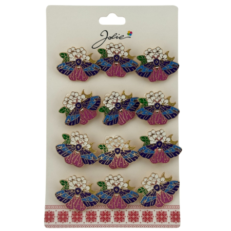 Sub 99 Lei - Set 12 Brose Martisor Primavara, Jolie, Model Fluture pe Floricele, Multicolor
