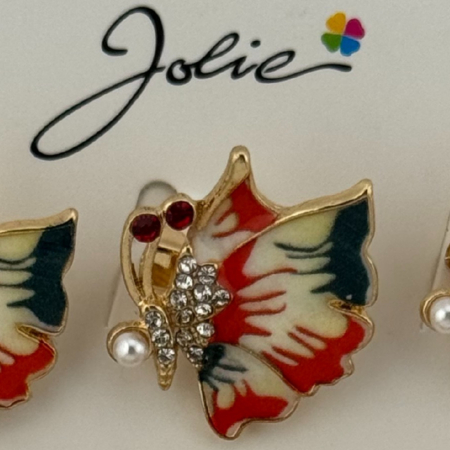 Set 12 Brose Martisor Primavara, Jolie, Model Fluture Rosu [1]