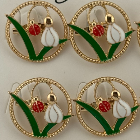 Set 12 Brose Martisor Primavara, Jolie, Model Ghiocel cu Buburuza in Cerc [2]