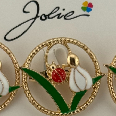 Set 12 Brose Martisor Primavara, Jolie, Model Ghiocel cu Buburuza in Cerc [1]