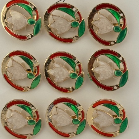 Set 12 Brose Martisor Primavara, Jolie, Model Ghiocel in Cerc, Multicolor [3]