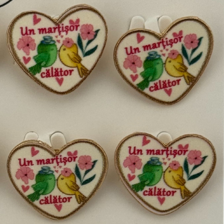 Set 12 Brose Martisor Primavara, Jolie, Model Inima, Mesaj Un Martisor Calator, Multicolor [2]