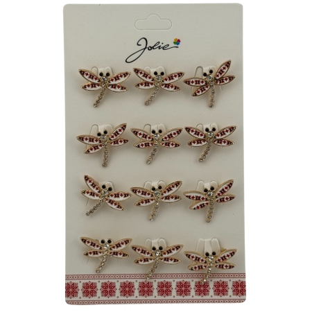 Seturi Brose - Set 12 Brose Martisor Primavara, Jolie, Model Libelula cu Motiv Traditional si Pietre