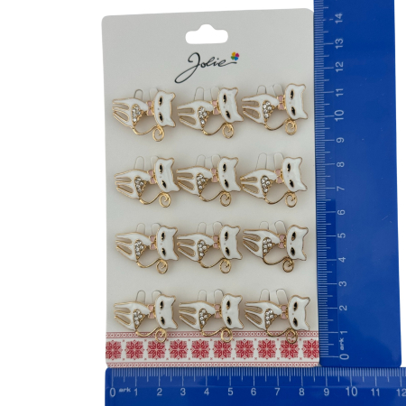 Set 12 Brose Martisor Primavara, Jolie, Model Pisica Alba cu Pietre [4]