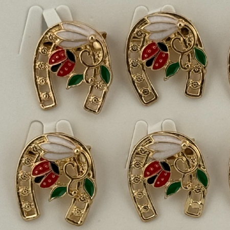 Set 12 Brose Martisor Primavara, Jolie, Model Potcoava cu Buburuza si Ghiocel [2]