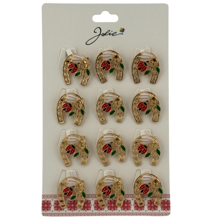 Seturi Brose - Set 12 Brose Martisor Primavara, Jolie, Model Potcoava cu Buburuza si Ghiocel
