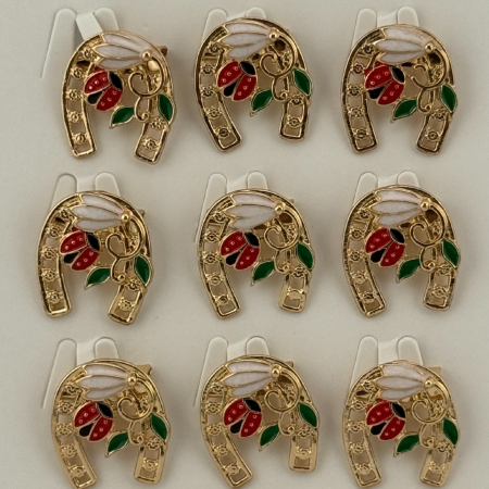Set 12 Brose Martisor Primavara, Jolie, Model Potcoava cu Buburuza si Ghiocel [3]