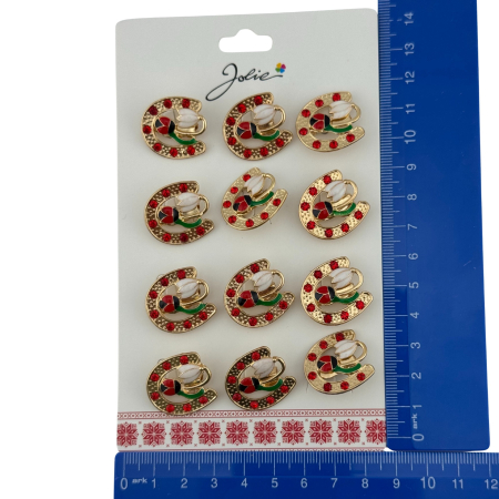 Set 12 Brose Martisor Primavara, Jolie, Model Potcoava cu Pietre, Buburuza si Floare, Multicolor [4]