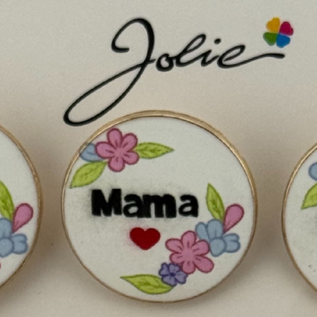 Set 12 Brose Martisor Primavara, Jolie, Model Rotund cu Flori, Mesaj Mama, Multicolor [1]
