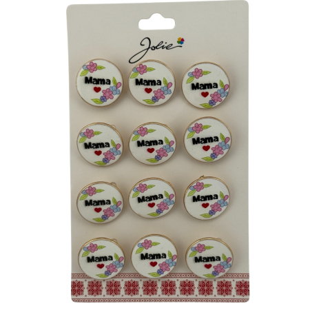 Seturi Brose - Set 12 Brose Martisor Primavara, Jolie, Model Rotund cu Flori, Mesaj Mama, Multicolor