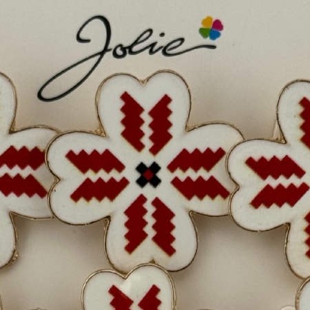 Set 12 Brose Martisor Primavara, Jolie, Model Trifoi cu Motiv Traditional Rosu [1]