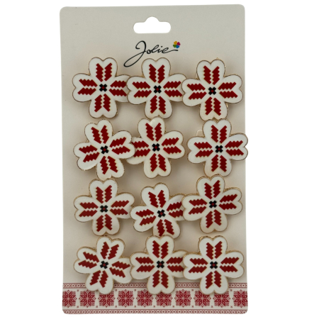 Seturi Brose - Set 12 Brose Martisor Primavara, Jolie, Model Trifoi cu Motiv Traditional Rosu