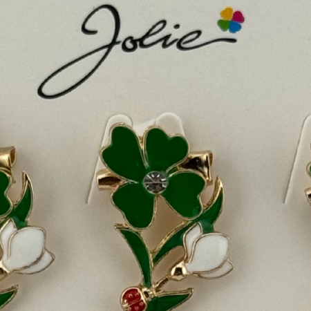 Set 12 Brose Martisor Primavara, Jolie, Model Trifoi cu Piatra in Centru si Buburuza [1]