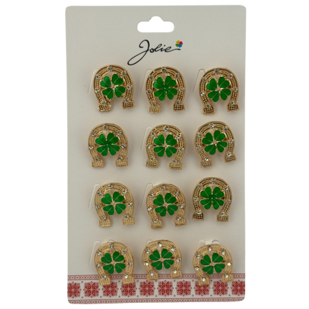 Seturi Brose - Set 12 Brose Martisor Primavara, Jolie, Model Trifoi in Potcoava, Multicolor