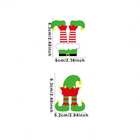Set 12 Decoratiuni de Craciun din Lemn, Flippy, cu Snur pentru Agatare in Brad, Model Caciulite 6.3x5.2 cm si Pantaloni 6.3x6 cm, Multicolor [7]