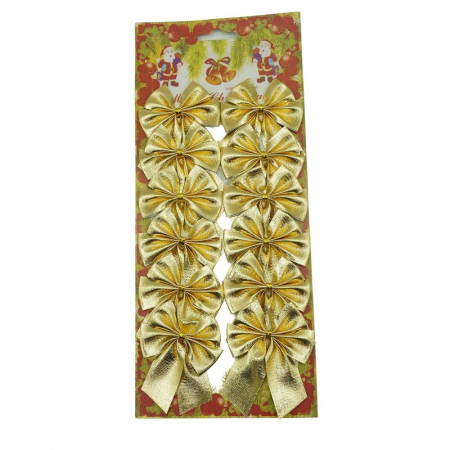 Decoratiuni, ornamente si articole Craciun - Set 12 fundite pentru brad, Aurii, 6 x 8 cm, din poliester, Flippy