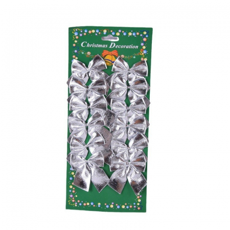 Pentru Casa si Camping - Set 12 Fundite pentru Brad, Flippy, 5.5 cm, din Poliester, Argintiu