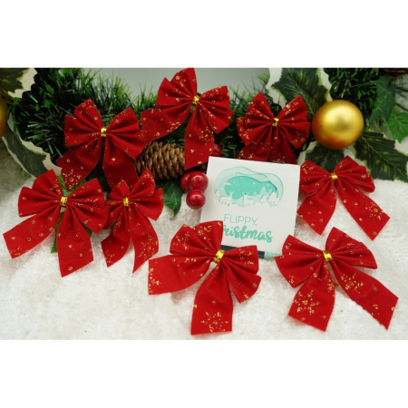 Lichidare Set 12 fundite pentru brad, Rosii, 6 x 8 cm, din poliester, Flippy [3]