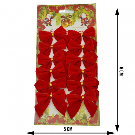 Set 12 fundite pentru brad, Rosii, clasice , 5 x 5 cm, din poliester, Flippy [5]