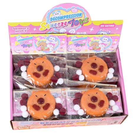Sub 99 Lei - Set 12 Jucarii Antistres Squishy, Flippy, cu Revenire Lenta, Forma de Biscuite Rotund, Model Capybara, 7x6.5 cm, 55g, Ambalaj Transparent, Maro
