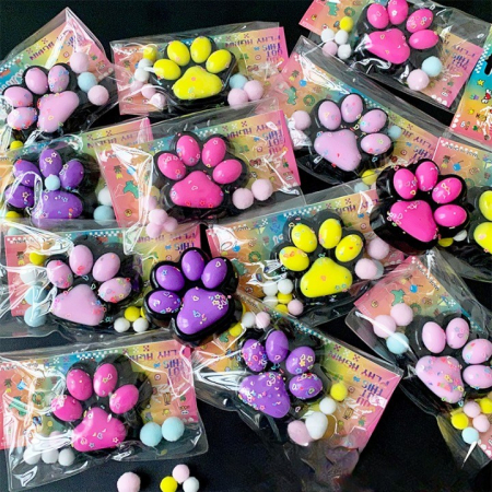 Set 12 Jucarii Antistres Squishy, Flippy, cu Revenire Lenta, Model Labuta de Pisica, 6.8x6.2 cm, 55g, Ambalaj Transparent, 4 Culori [3]