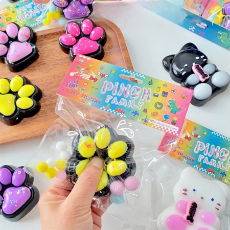 Set 12 Jucarii Antistres Squishy, Flippy, cu Revenire Lenta, Model Labuta de Pisica, 6.8x6.2 cm, 55g, Ambalaj Transparent, 4 Culori [2]