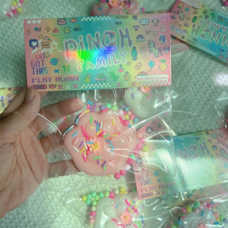 Set 12 Jucarii Antistres Squishy, Flippy, cu Revenire Lenta, Model Labuta de Pisica, 6x6 cm, 45g, Ambalaj Transparent, Alb+Roz [3]