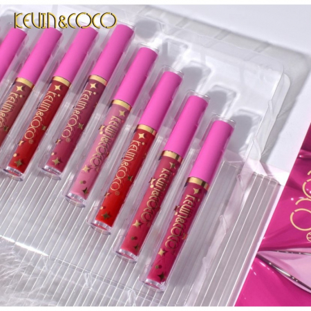 Set 12 Lip Gloss Kevin&amp;Coco, nuante de rosu, rose, nude, cutie dreptunghiulara, 26.5x16.5x2.2 cm, 200 g, multicolor [3]
