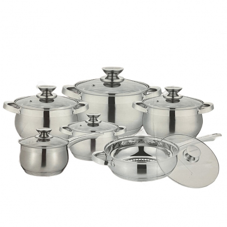 Set 12 piese PRO-1261, cratite de inox cu capac, 5 straturi, 16-18-20-24-24cm/2.1-2.1-2.9-3.9-3.4-6.5L [0]