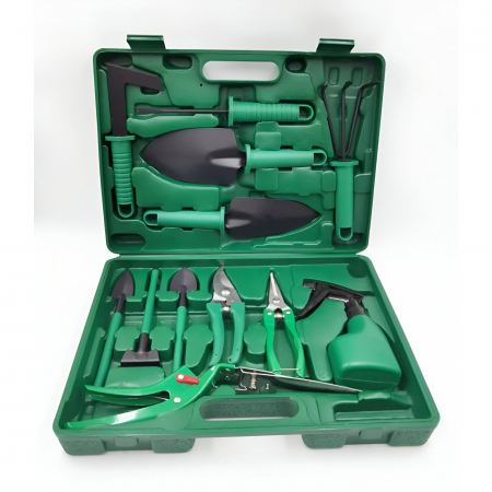 Set 12 Unelte de Gradina, Flippy, pentru Plantare Prelucrare Sol si Ingrijire Plante, Material PVC si Otel, Cutie Inclusa, 38 x 29 cm, Verde Deschis [9]