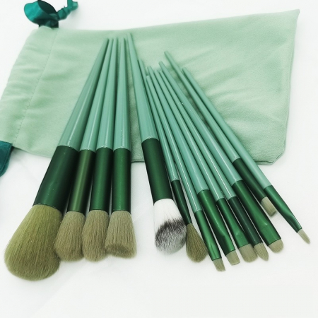 Set 13 pensule pentru machiaj, Flippy, super soft, makeup profesional/incepatori, verde [8]