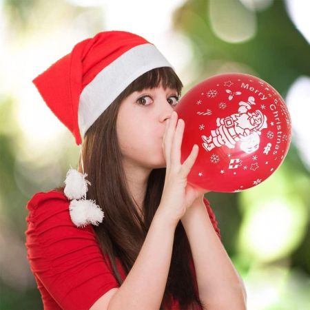 Set 16 Baloane din Latex, Flippy, Model Merry Christmas, Tematica Craciun, 25 cm, Verde Rosu [1]