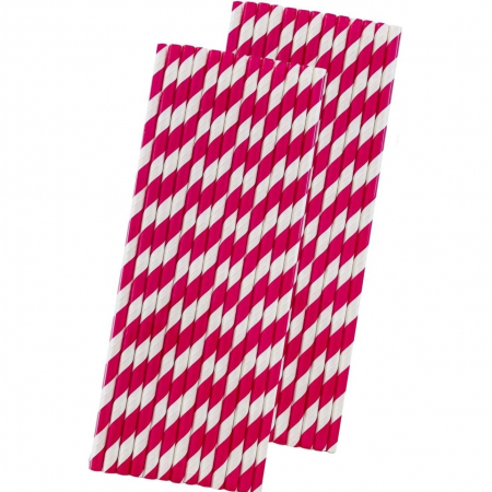 Articole petrecere - Set 16 Paie, Flippy, pentru Masa de Craciun, din Hartie, 19.7 cm,Alb-Rosu
