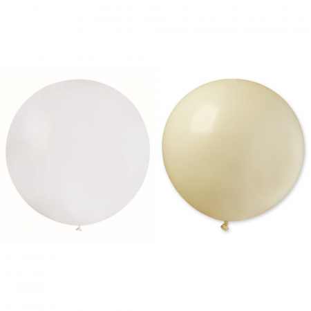 Articole petrecere - Set 2 Baloane din Latex, Flippy, Model Party Jumbo, 90 cm, Alb si Bej, 35 g