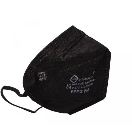 Set 2 bucati Masca de protectie faciala, Flippy, de unica folosinta pentru adulti, FFP2, KN95 CE 0370, 5 straturi, nesterila, ambalaj individual, Negru [1]