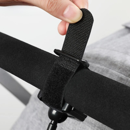 Set 2 Carlige pentru Carucior, Flippy, din Plastic si Velcro, Sarcina Maxima 2 kg, Negru [5]