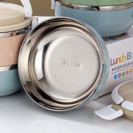 Set 2 Caserole pentru alimente Flippy, lunch box, 1400 ml, otel inoxidabil, maner, valva aerisire, 15.5 x 15 cm, inchidere etansa, multicolor [6]