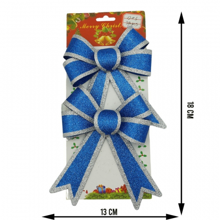 Set 2 fundite pentru brad, Albastre, cu margini argintii, 13 x 18 cm, PVC, Flippy [5]