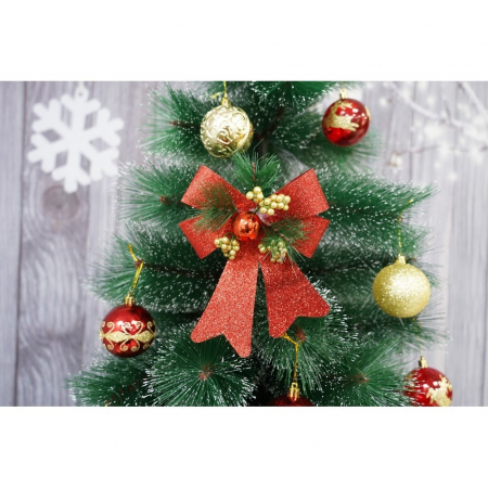 Set 2 fundite pentru brad, Rosii, decorate, cu sclipici, 14 x 19 cm, din poliester, Flippy [1]