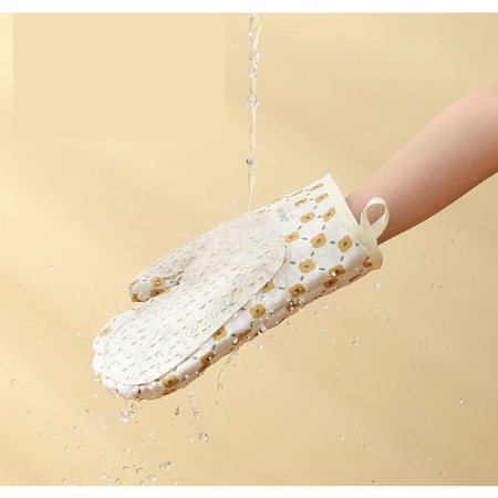 Set 2 manusi cuptor Flippy, manusa de bucatarie, rezistenta 330 grade, textil si cauciuc, 26.5x18 cm, alb [5]