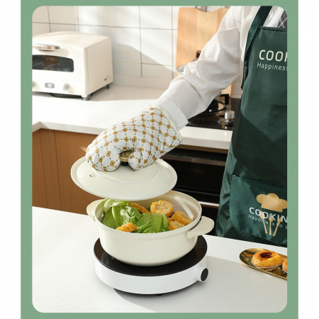 Set 2 manusi cuptor Flippy, manusa de bucatarie, rezistenta 330 grade, textil si cauciuc, 26.5x18 cm, alb [4]