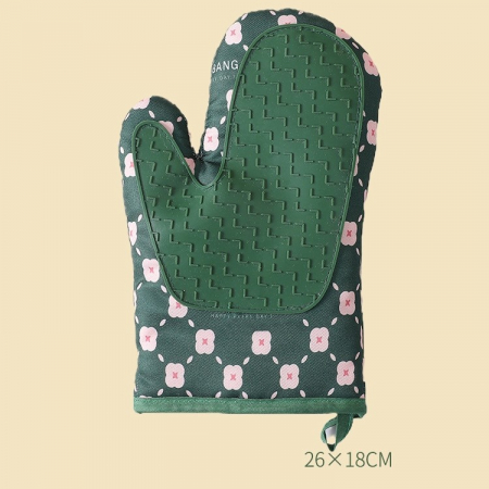 Set 2 manusi cuptor Flippy, manusa de bucatarie, rezistenta 330 grade, textil si cauciuc, 26.5x18 cm, verde [1]