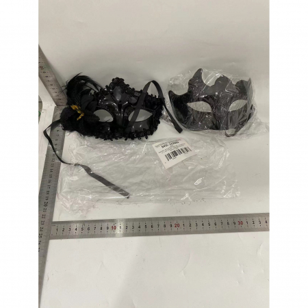 Set 2 Masti de Cuplu, Flippy, pentru Carnaval, Bal Mascat, Marime Universala, Model Floare Laterala si Margele, Model Clasic, Negre [1]