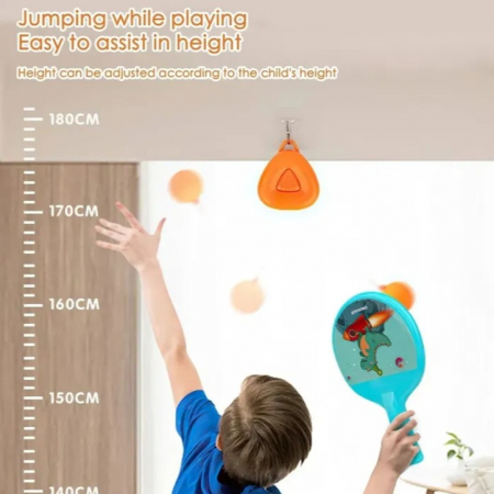 Set 2 Palete de Tenis de Masa, Flippy, pentru Copii, Design Animat, Tematica Astronauti, Accesoriu de Agatat Inclus si 2 Mingi, Albastru [7]